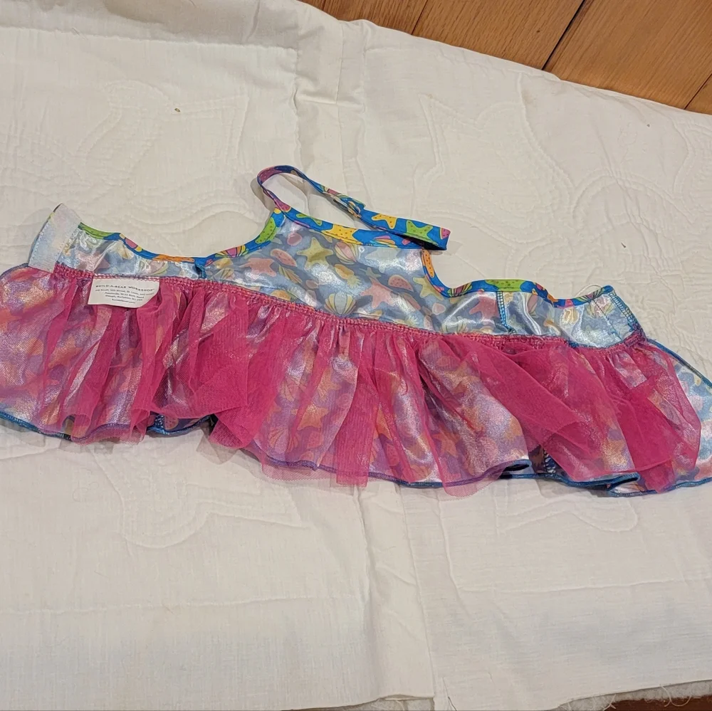 2021 Build A Bear Blue Tropical Summer Halter Dress with Tutu starfish shells